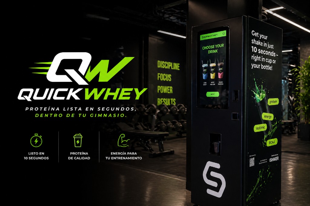 QuickWhey - Máquina de batidos proteicos automática para gimnasios en Uruguay